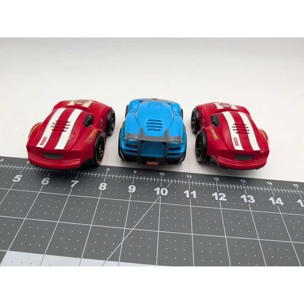 Fisher Price Mattel Cars Red Blue Xtreme Racing Lot of 3 2008 NO Charger‎